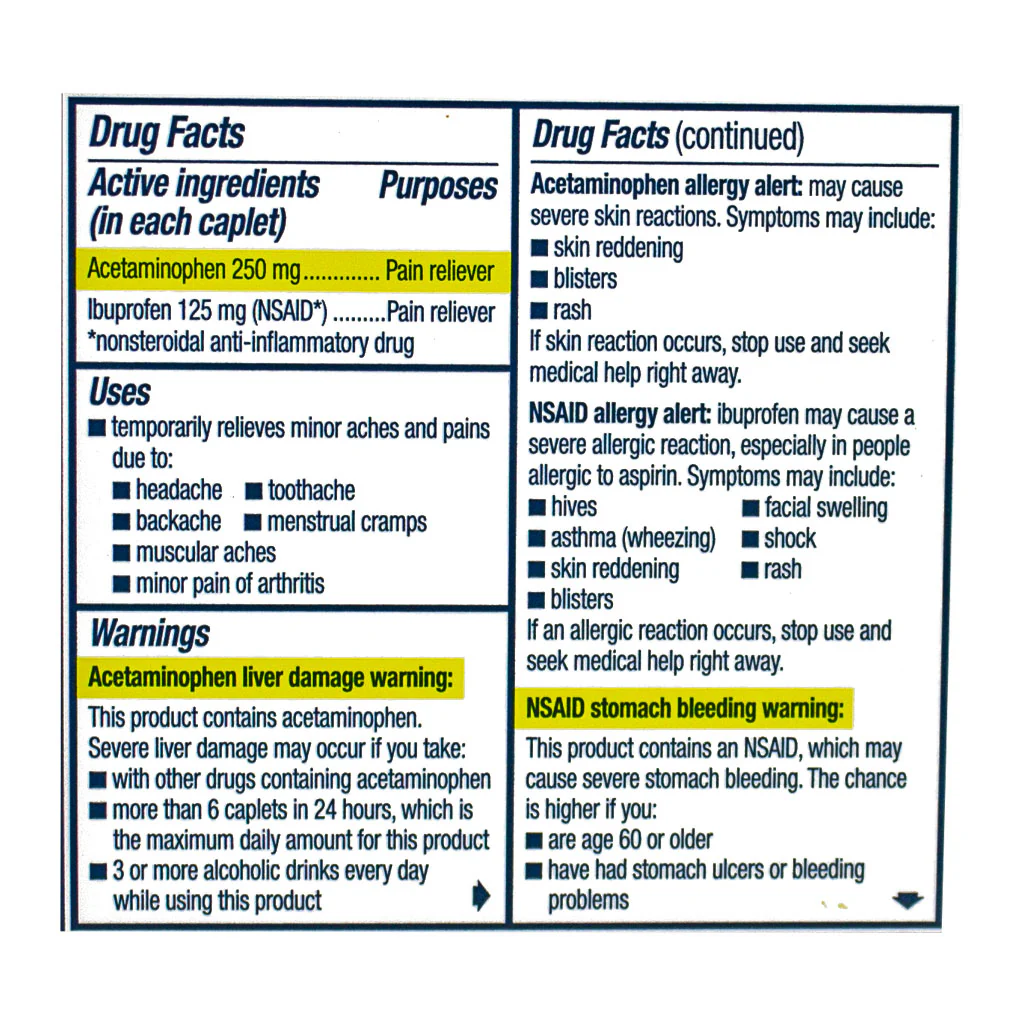 Advil Dual Action with Acetaminophen – Box of 18 - Image 2