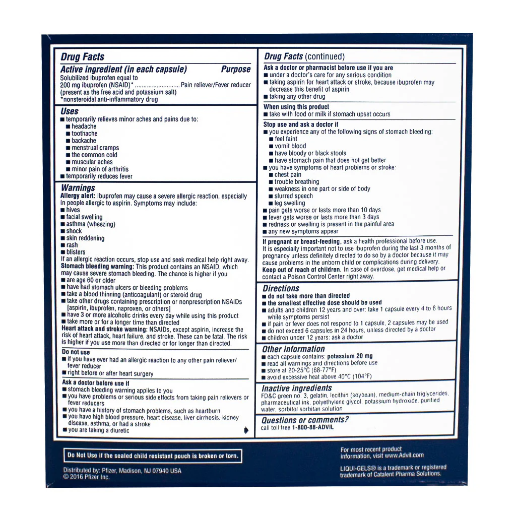 Advil Ibuprofen Liqui-Gels - Pack of 2 - Image 3