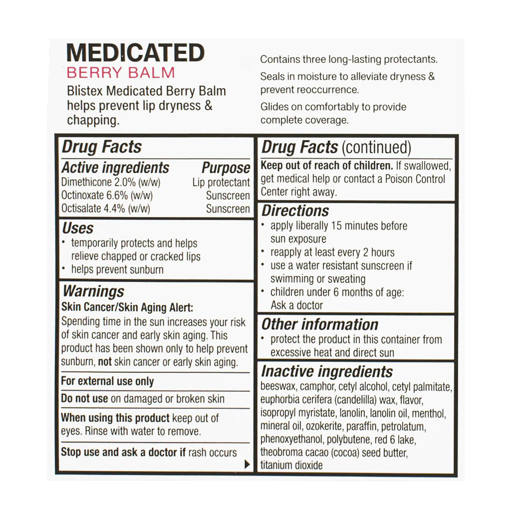 Blistex Medicated Berry Lip Balm SPF 15 - 0.15 oz. Tube - Image 3
