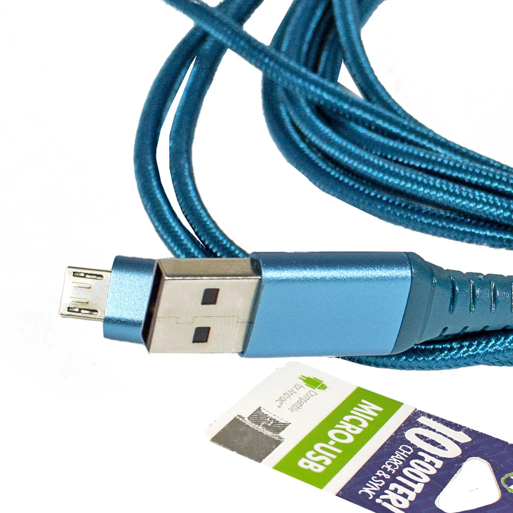 Hottips Braided Cable With Micro USB Connector - 10 ft. - Image 4
