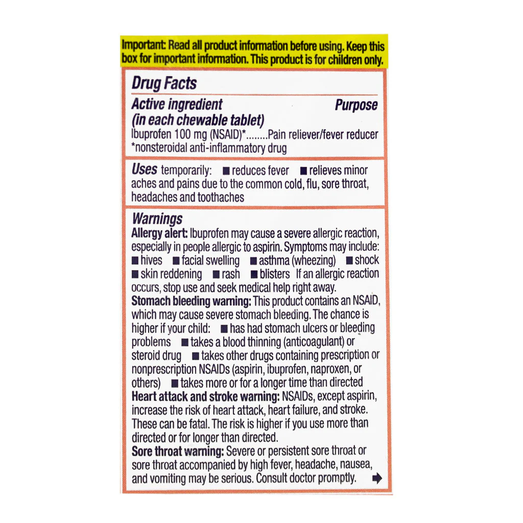 Motrin Children's Chewable Tablet  - Box of 24 - Image 2