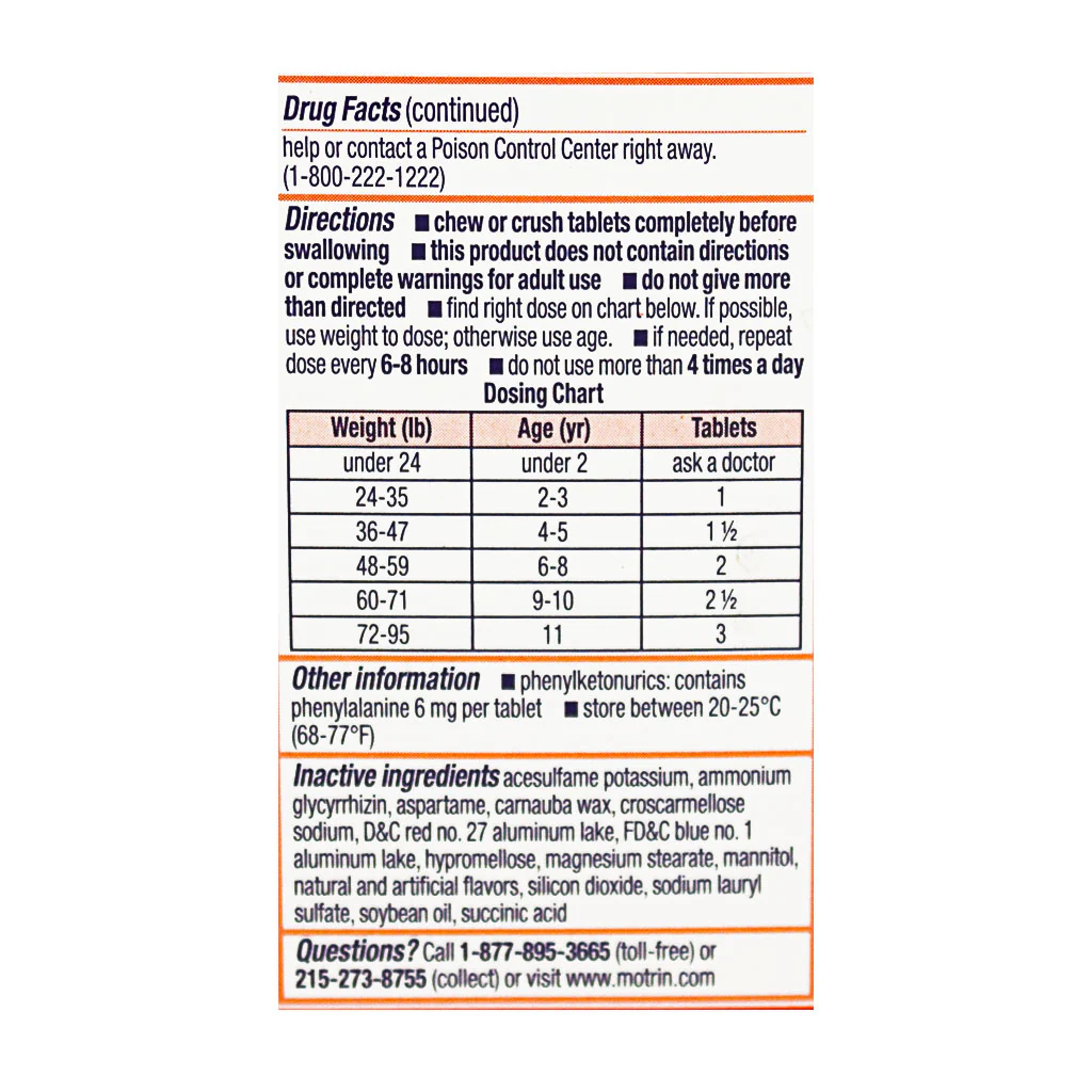 Motrin Children's Chewable Tablet  - Box of 24 - Image 4