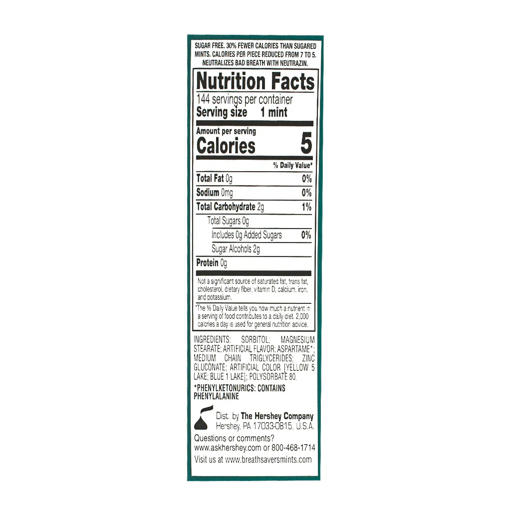 Breath Savers Wintergreen Sugar-Free Mints -Roll of 12 - Image 3