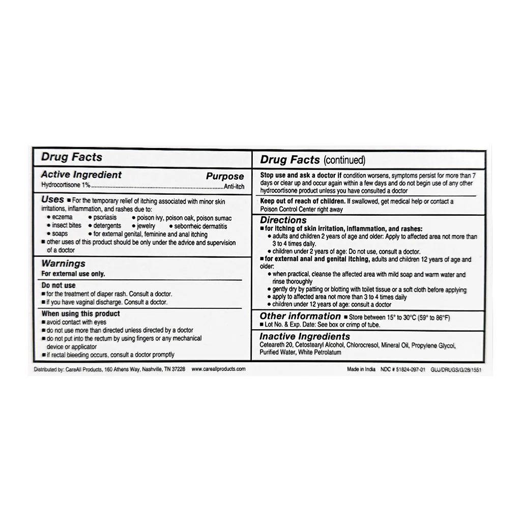 CareAll Hydrocortisone Cream, 1%- 1 oz - Image 2