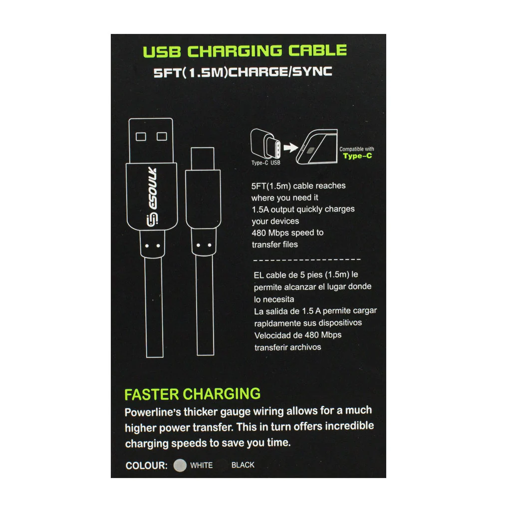 Esoulk Type C  Charging Cable - 5 ft. - Image 2