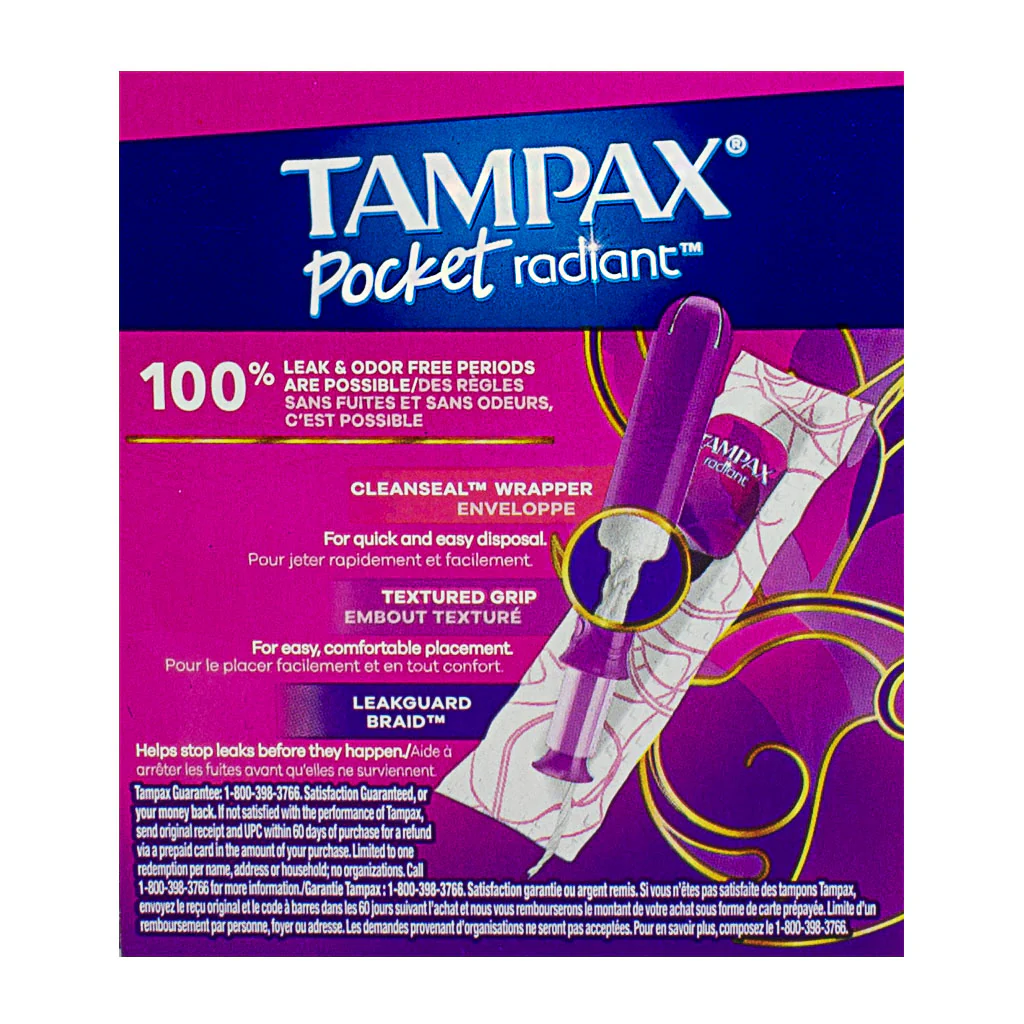 DBM - Tampax Pocket Radiant Tampons Super Unscented - 14 ct. - Image 3