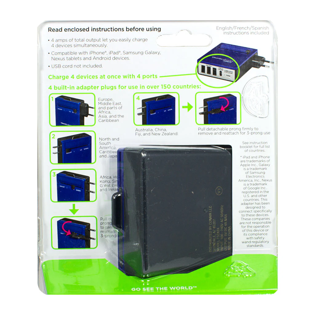 Travelsmart by Conair 4 USB A & C Worldwide Charger - Image 2