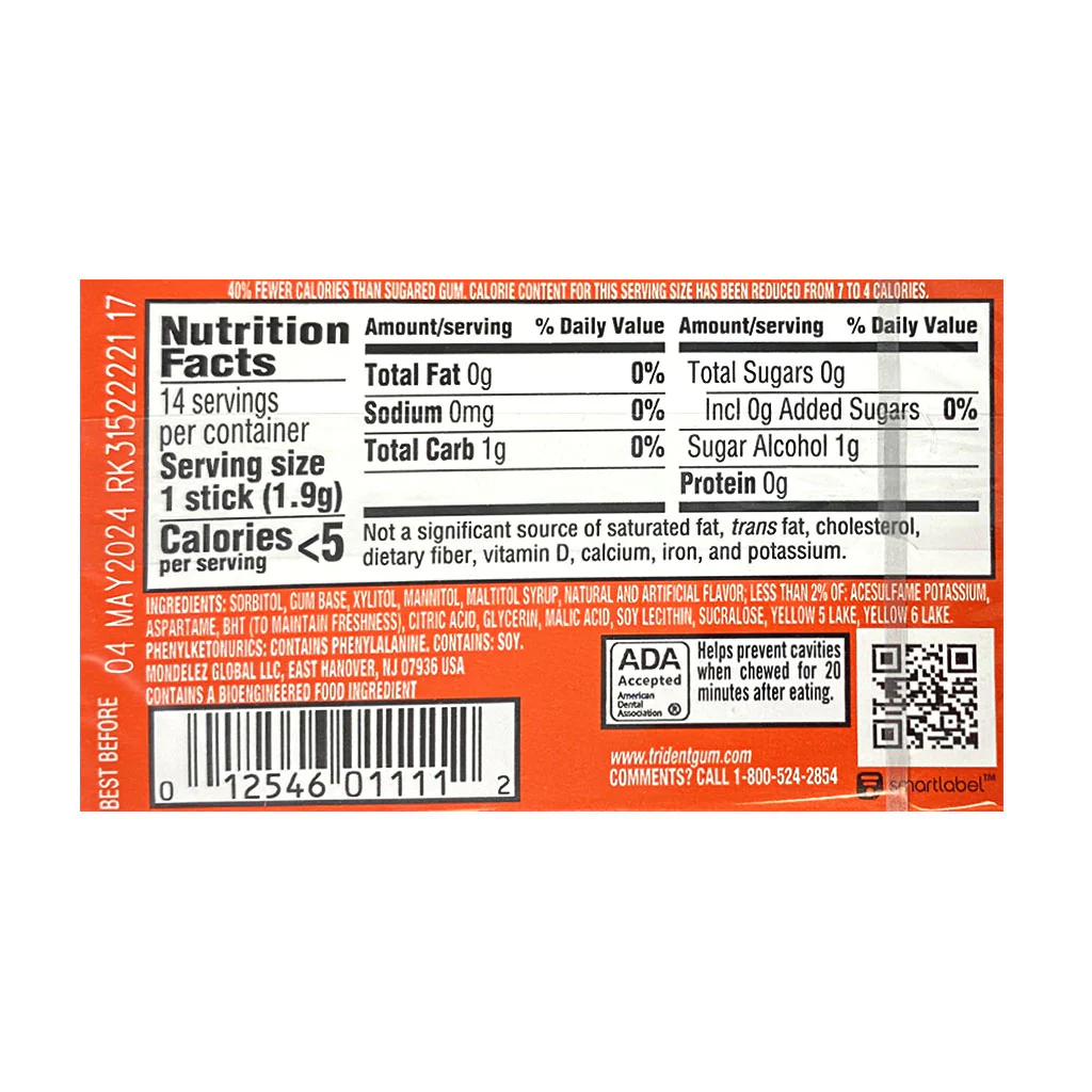 UNAVAILABLE - Trident Tropical Twist Sugar Free Gum- 14 sticks - Image 2