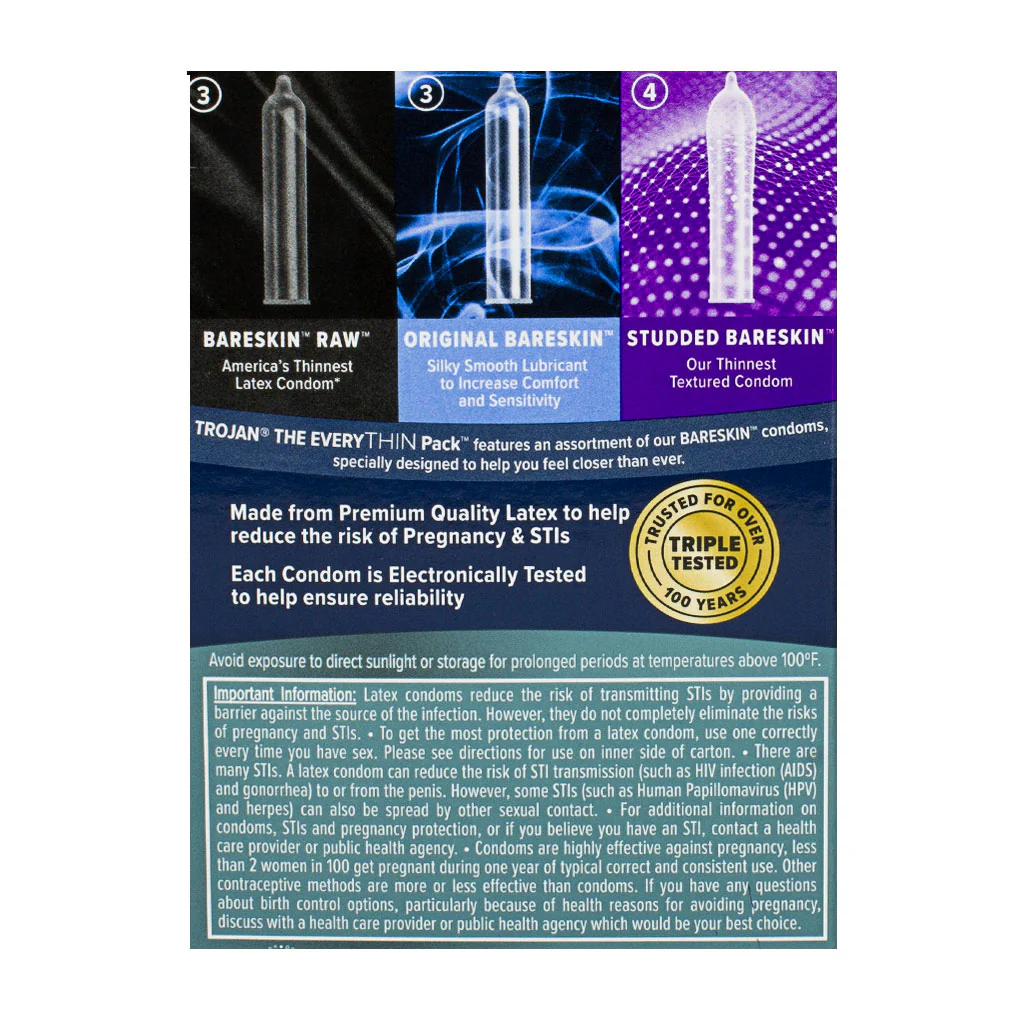 Trojan Bareskin Premium Thin Lubricated Condoms, 10ct - Image 2