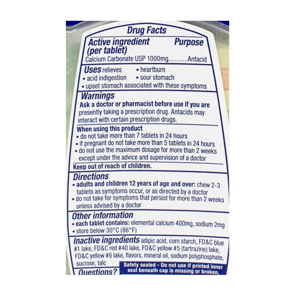 Tums Ultra Strength Assorted Fruit Antacid- 72 Ct - Image 2