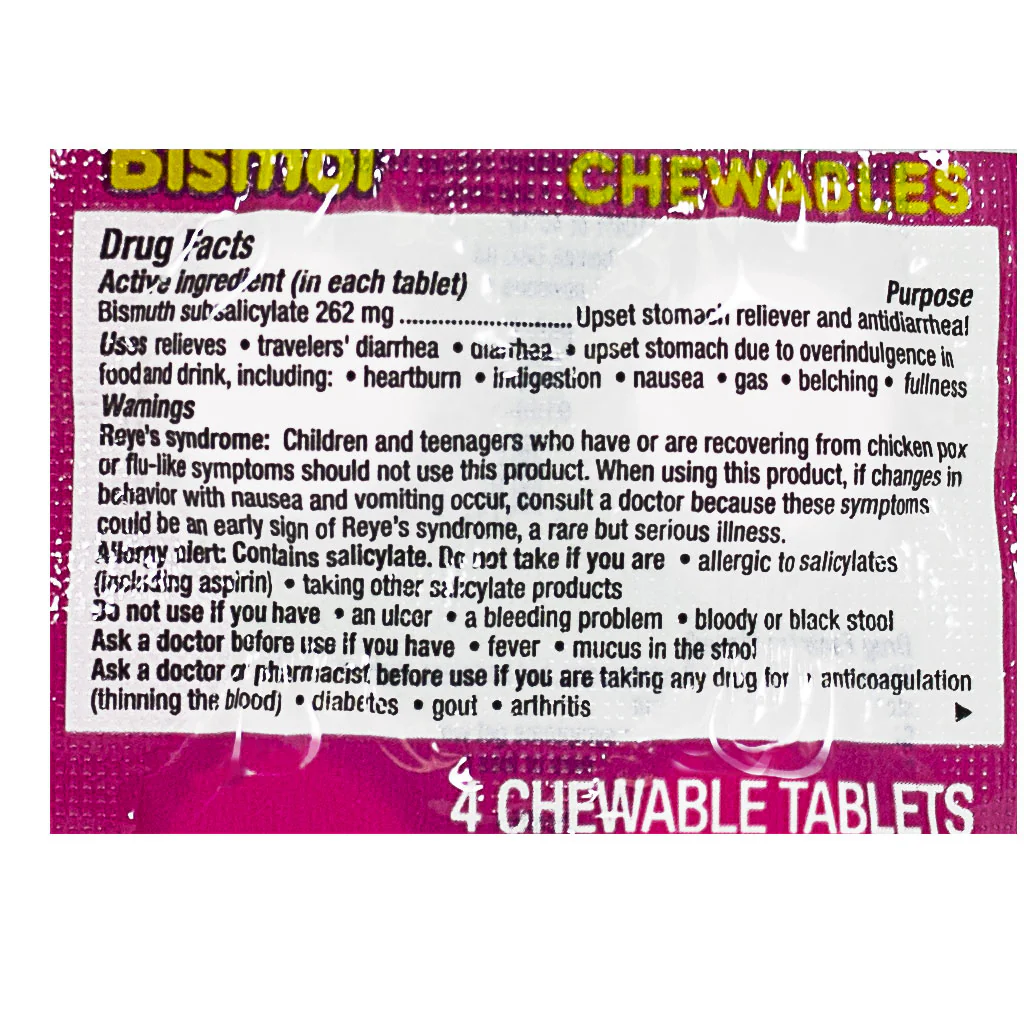 Pepto Bismol Chewable Tablets – Pouch of 4 - Image 2