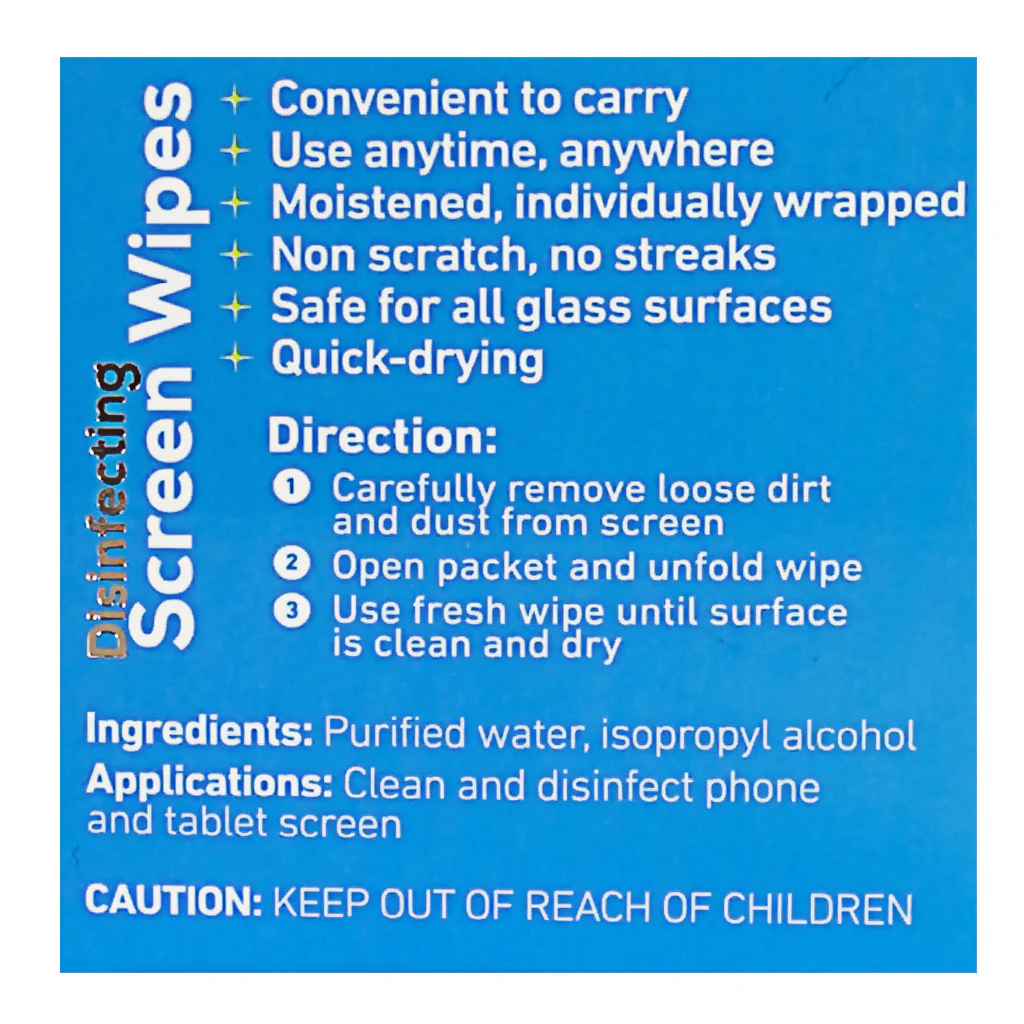 DBW - PhoneFresh 70% Alcohol Screen Cleaning Wipes - Box of 10 Individually Wrapped - Image 2