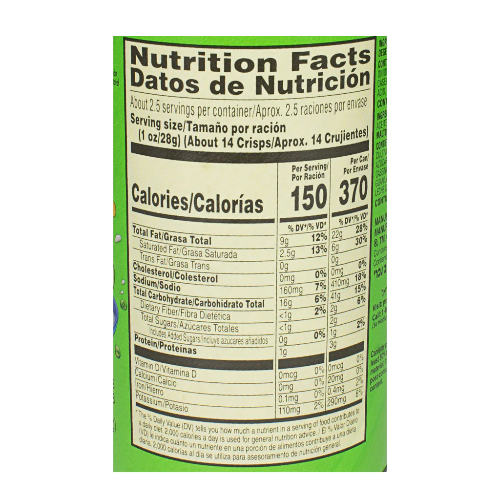 Pringles Sour Cream & Onion Potato Chips-  2.5 oz. - Image 2