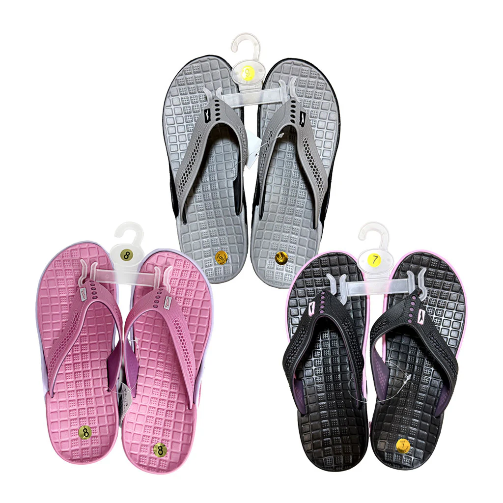 Ladies' Heavy Duty V Strap Flip Flops - Assorted Sizes & Colors