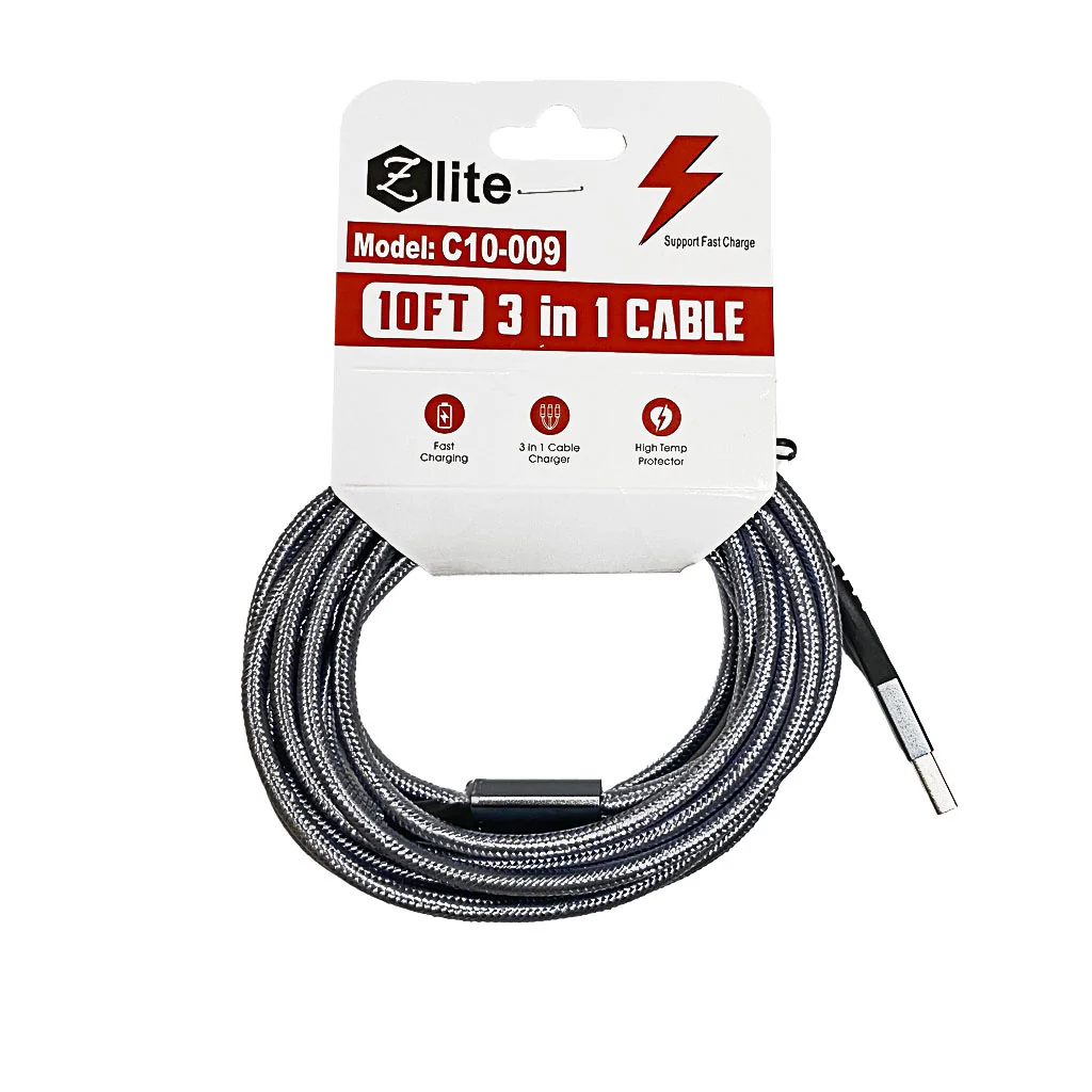 Zlite Fast Charging 3-in-1 Cable - 10 ft. - Image 2